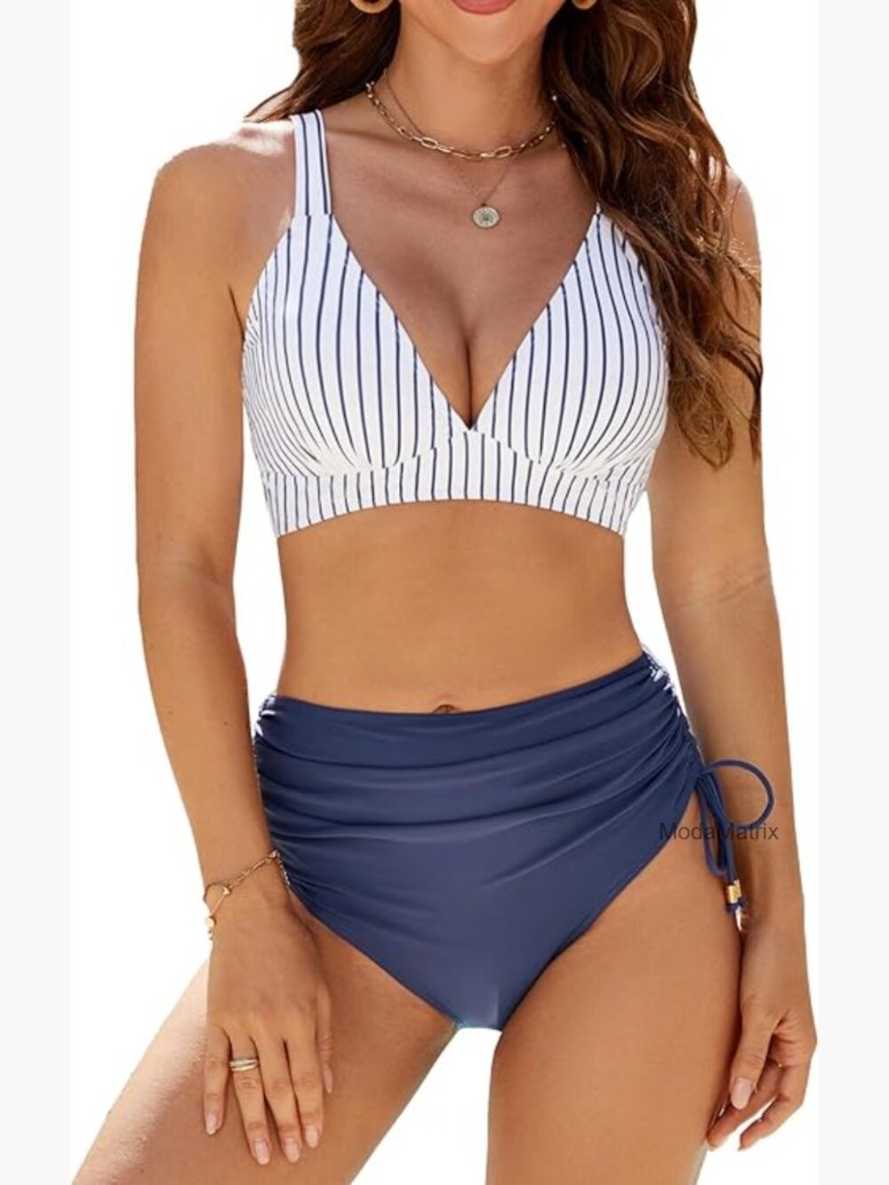 Women High Waisted Bikini Set Tummy Control Two Piece Swimsuit Full Coverage